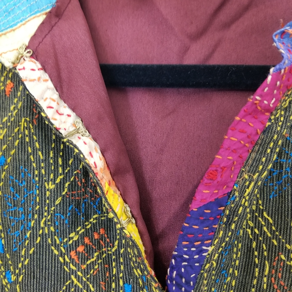 Floral Multicolored Multimedia Patchwork Boho Sho… - image 6